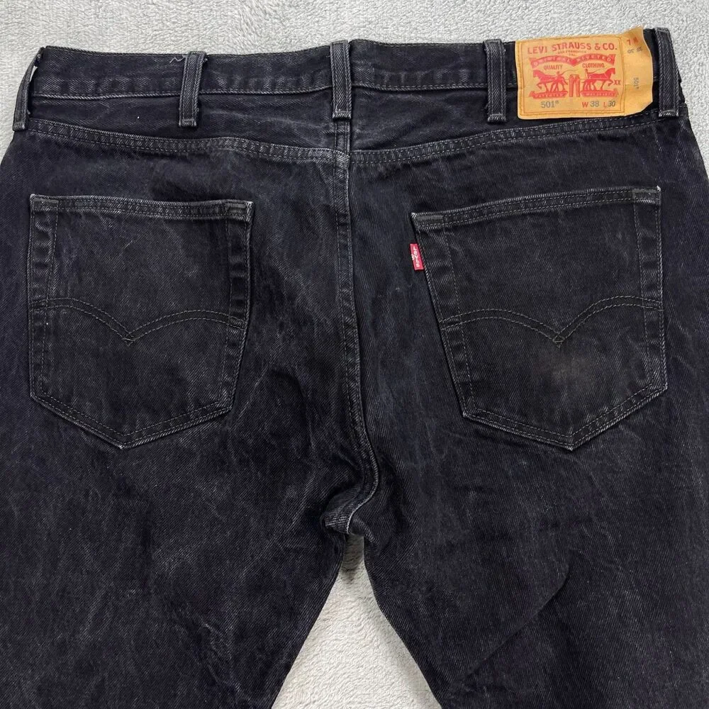 Levi's 501 Original‎ Fit Jeans Mens 38x30 Black Denim Cotton High-Rise Straight